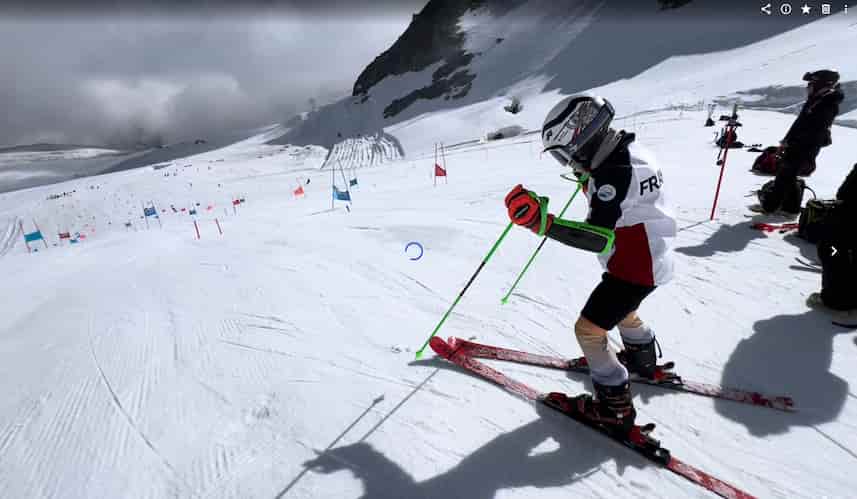 Riesenslalom-Technik auf hart gepresstem Gletschereis